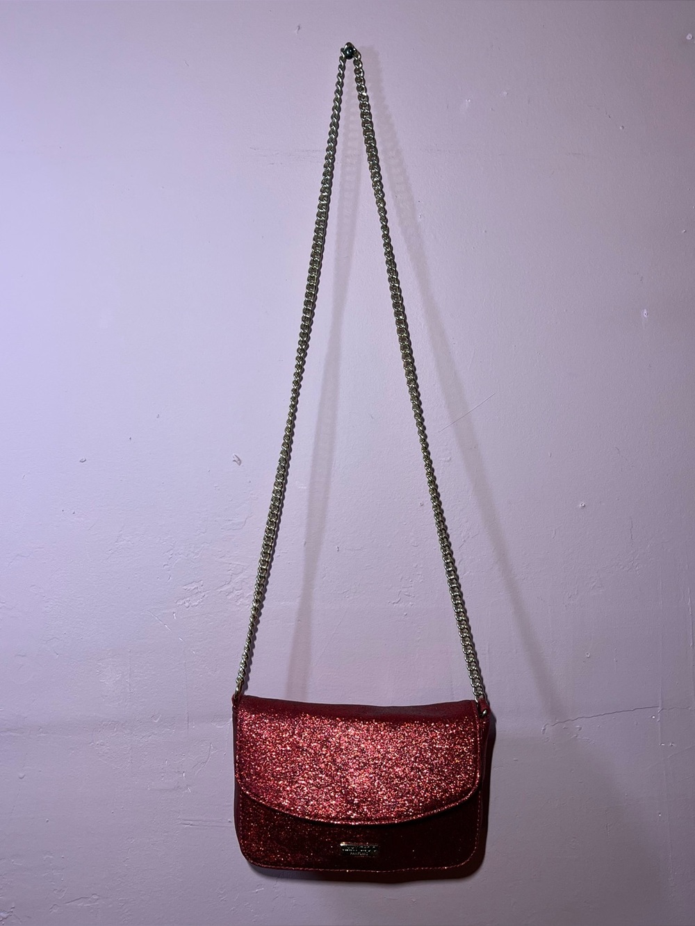 Jimmy Choo Parfums Red Shimmer Glitter Clutch Crossbody Evening Bag Purse